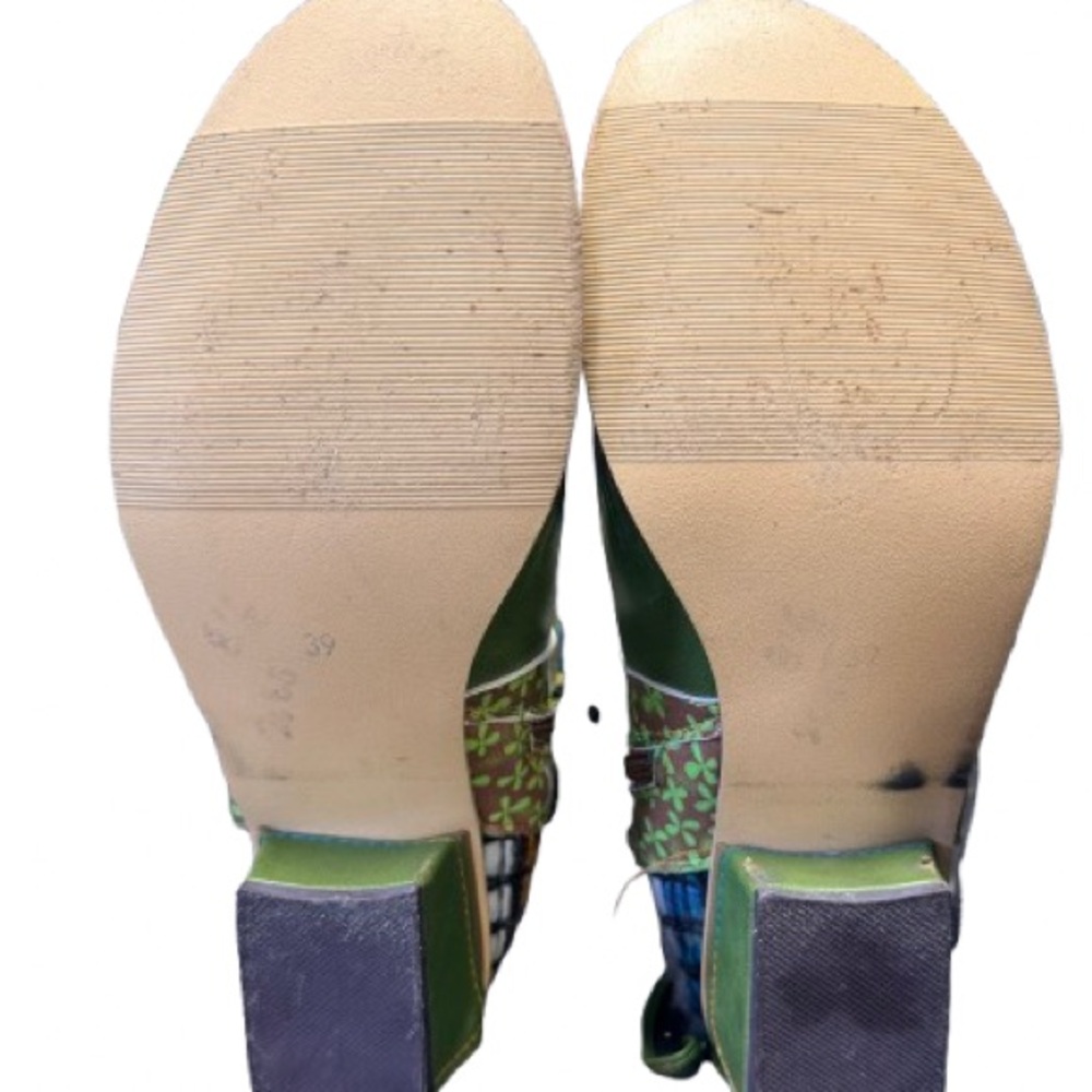 Whimsical Patchwork Boots Leather Wool Colorful C… - image 8